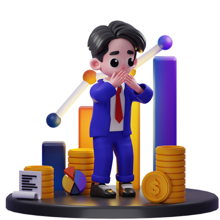 Afraid Financial Advisor  3D Illustration