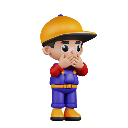 Afraid Mechanic  3D Icon