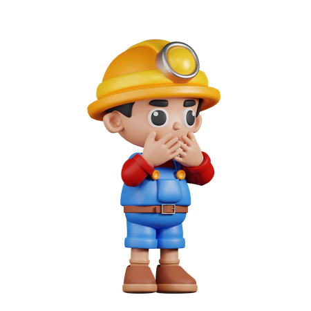 Afraid Miner  3D Illustration