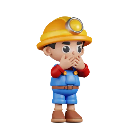 Afraid Miner  3D Illustration