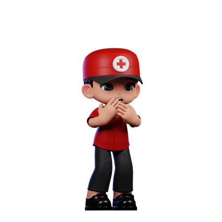 Afraid Paramedic  3D Icon