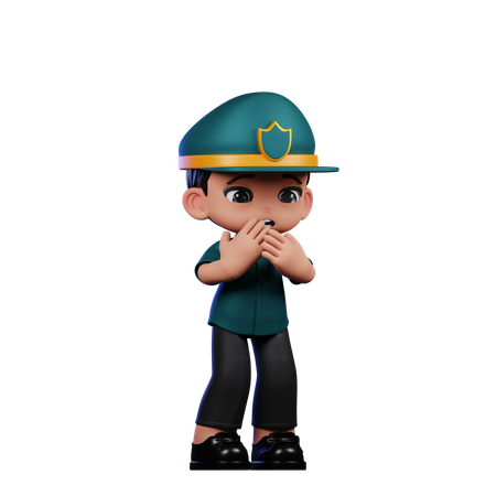 Afraid Policeman  3D Icon