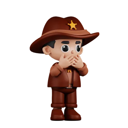 Afraid Sheriff  3D Illustration