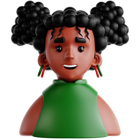 African American Girl  3D Icon