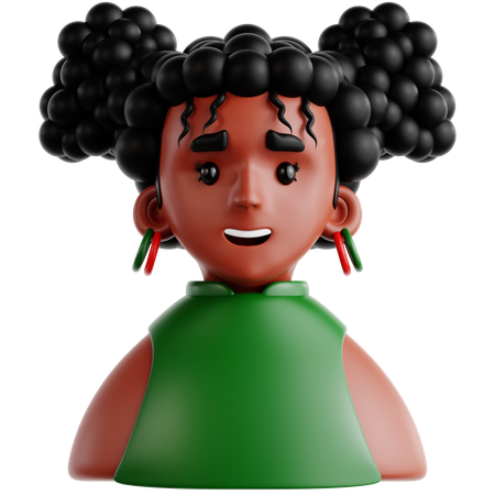 African American Girl  3D Icon