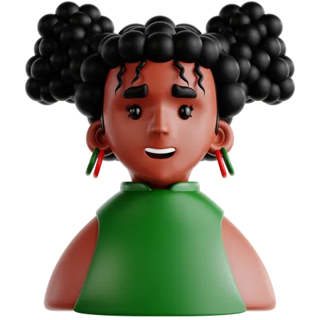 African American Girl  3D Icon
