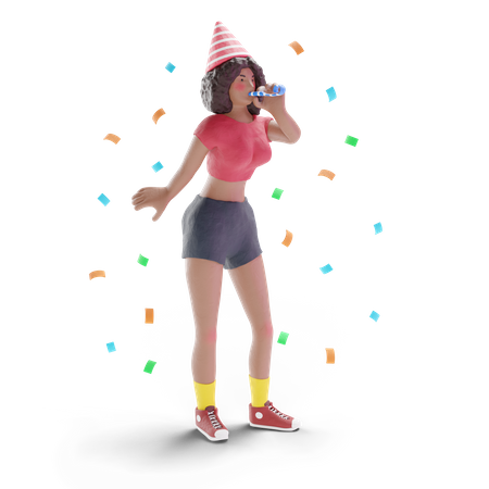 African american teenage girl celebrating party  3D Icon