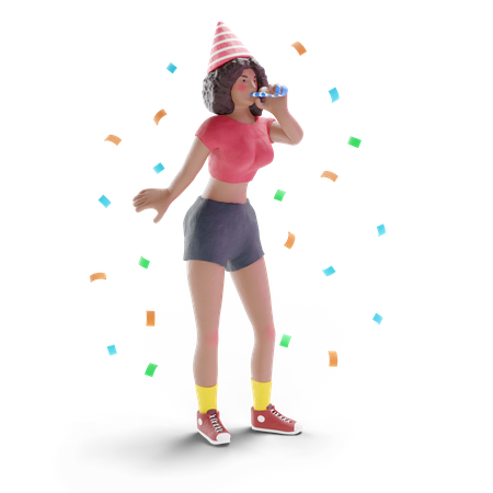 African american teenage girl celebrating party  3D Illustration