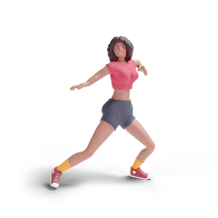 African american teenage girl dancing  3D Illustration