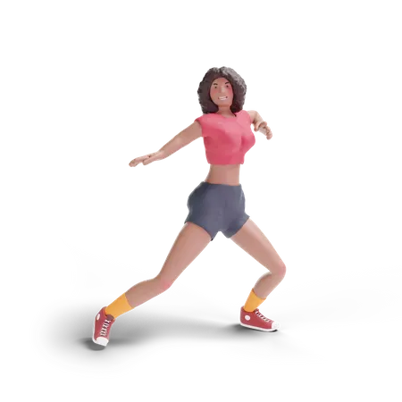 African american teenage girl dancing  3D Illustration