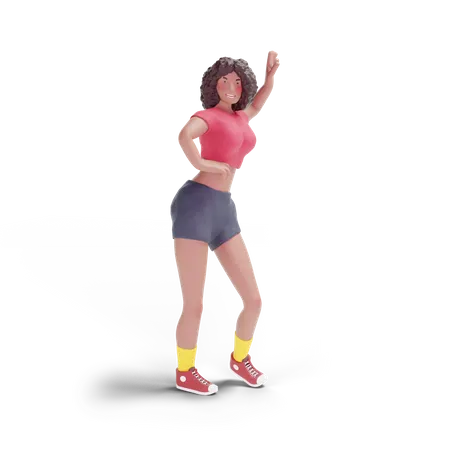 African American teenage girl dancing  3D Illustration