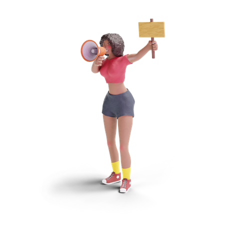 African american teenage girl doing campaign  3D Illustration