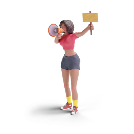 African american teenage girl doing campaign 3D Illustration