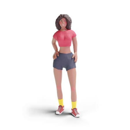 African american teenage girl standing  3D Illustration