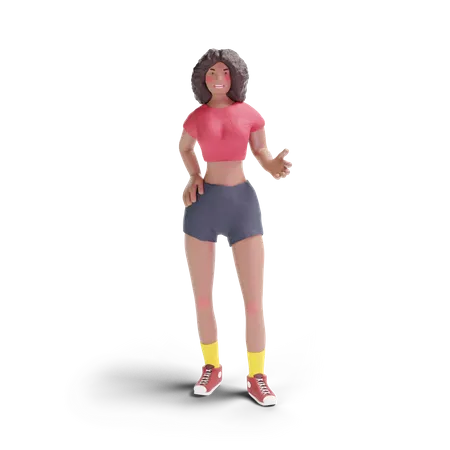 African american teenage girl standing 3D Illustration