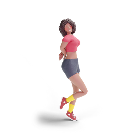 African american teenage girl standing 3D Illustration