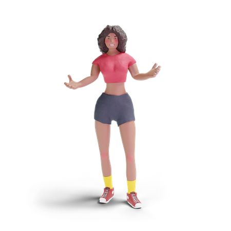 African american teenage girl standing with open arms  3D Illustration