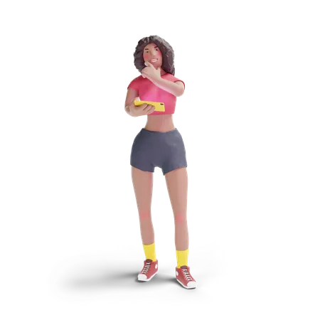 African american teenage girl thinking  3D Illustration