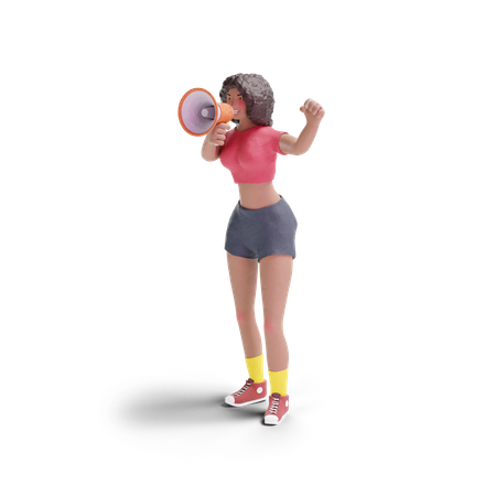 African american teenage girl using megaphone 3D Illustration