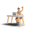 graphics of boy doing work on laptop