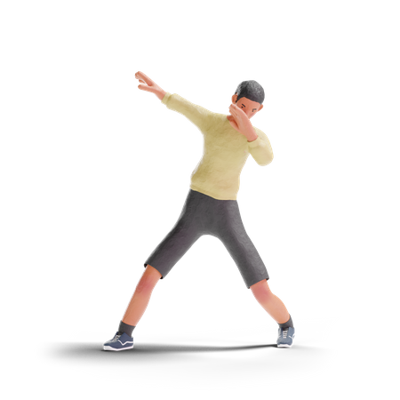 African American teenager boy dabbing  3D Illustration