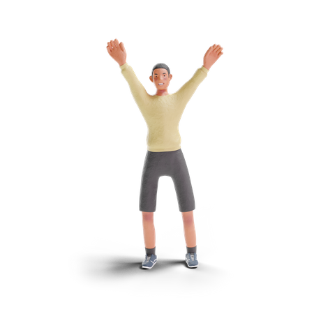 African American teenager boy double hand wave gesture  3D Icon