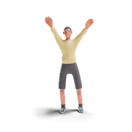 African American teenager boy double hand wave gesture 3D Illustration