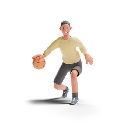 African American teenager boy playoing basketball  3D Icon