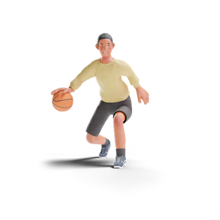 African American teenager boy playoing basketball  3D Illustration