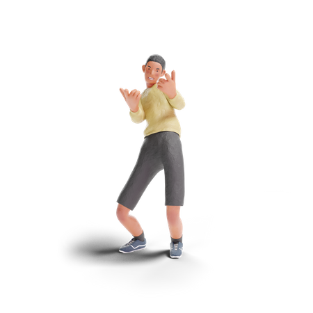 African American teenager boy pointing gesture 3D Illustration