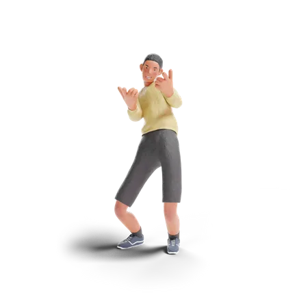 African American teenager boy pointing gesture 3D Illustration
