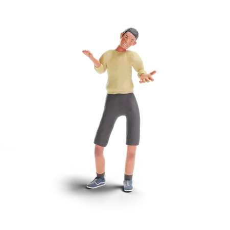 African American teenager boy shrugging shoulders  3D Illustration