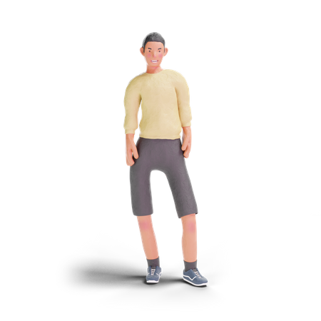 African American teenager boy standing  3D Illustration