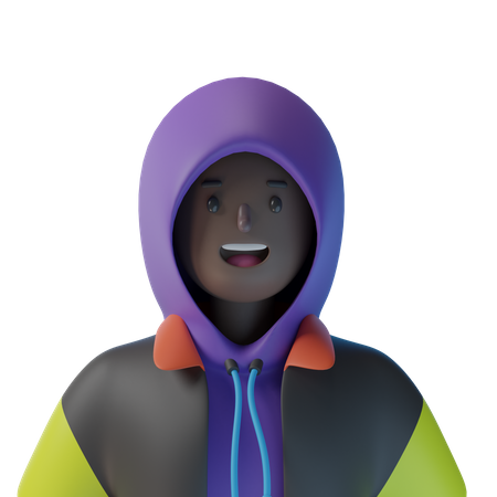 African Boy with hoodie  3D Illustration