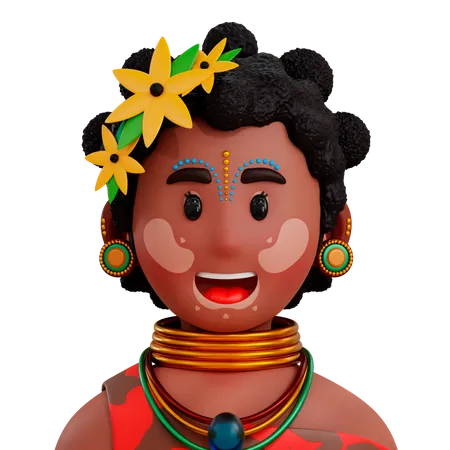 African Female  3D Icon