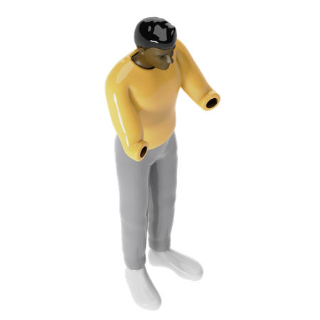 African Handicapped Man  3D Icon