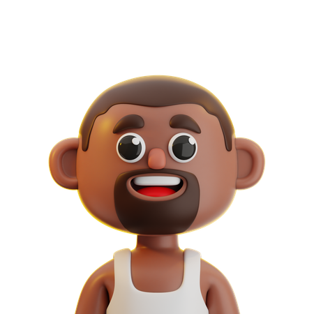 African Man With Beard  3D Icon