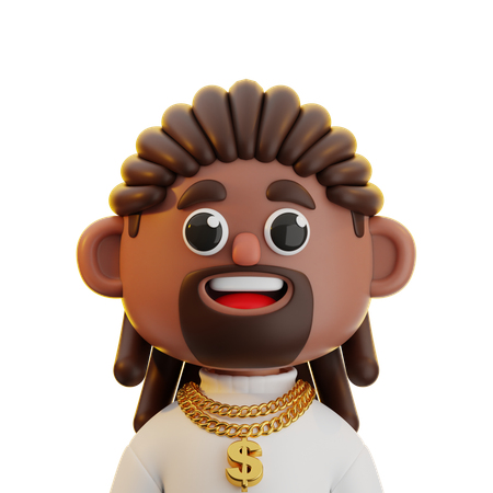 ドレッドヘアのアフリカ人男性  3D Icon
