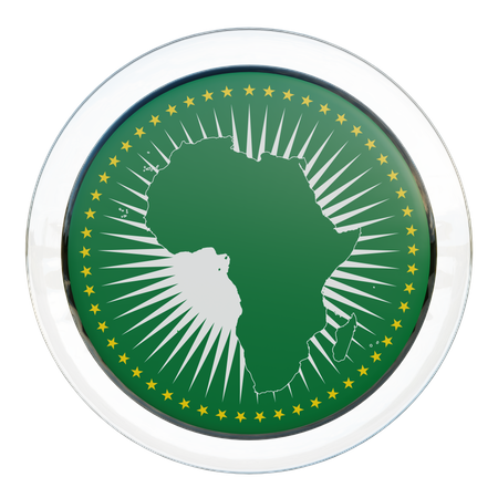 African Union Flag Glass  3D Illustration