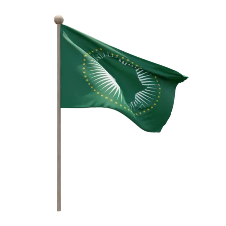 African Union Flag Pole  3D Flag