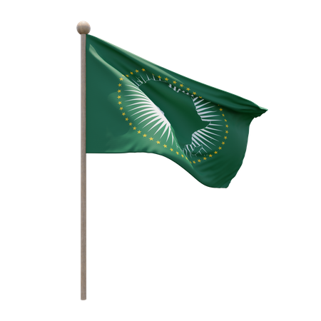 African Union Flag Pole  3D Icon