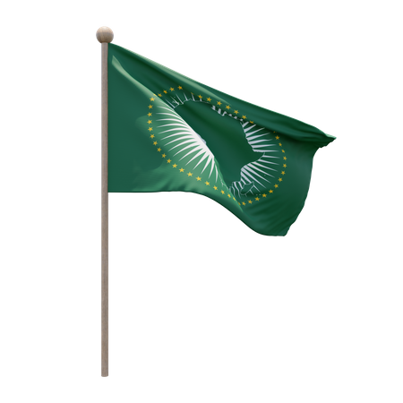 African Union Flag Pole  3D Illustration
