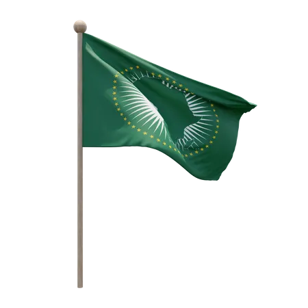African Union Flag Pole  3D Illustration
