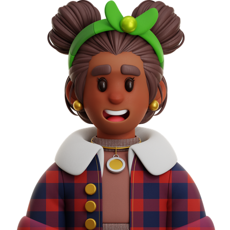 AFRICAN WOMAN WITH FLANNEL JACKET  3D Icon