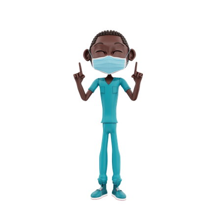 Afrikanische Krankenschwester hebt Finger  3D Illustration