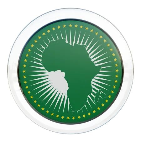 Glas mit der Flagge der Afrikanischen Union  3D Flag