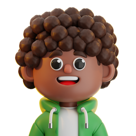 Afrikanischer Junge mit lockigem Haar  3D Icon