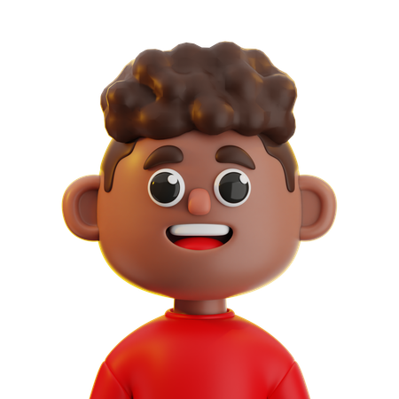 Afrikanischer Junge mit lockigem Haar  3D Icon