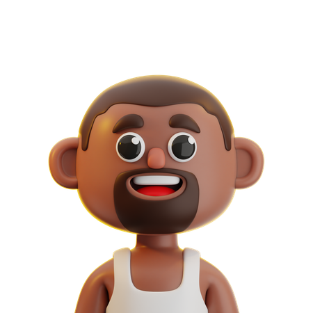Afrikanischer Mann mit Bart  3D Icon