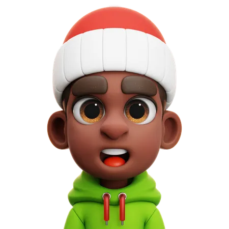 MENINO AFRO COM CAPUZ VERDE  3D Icon